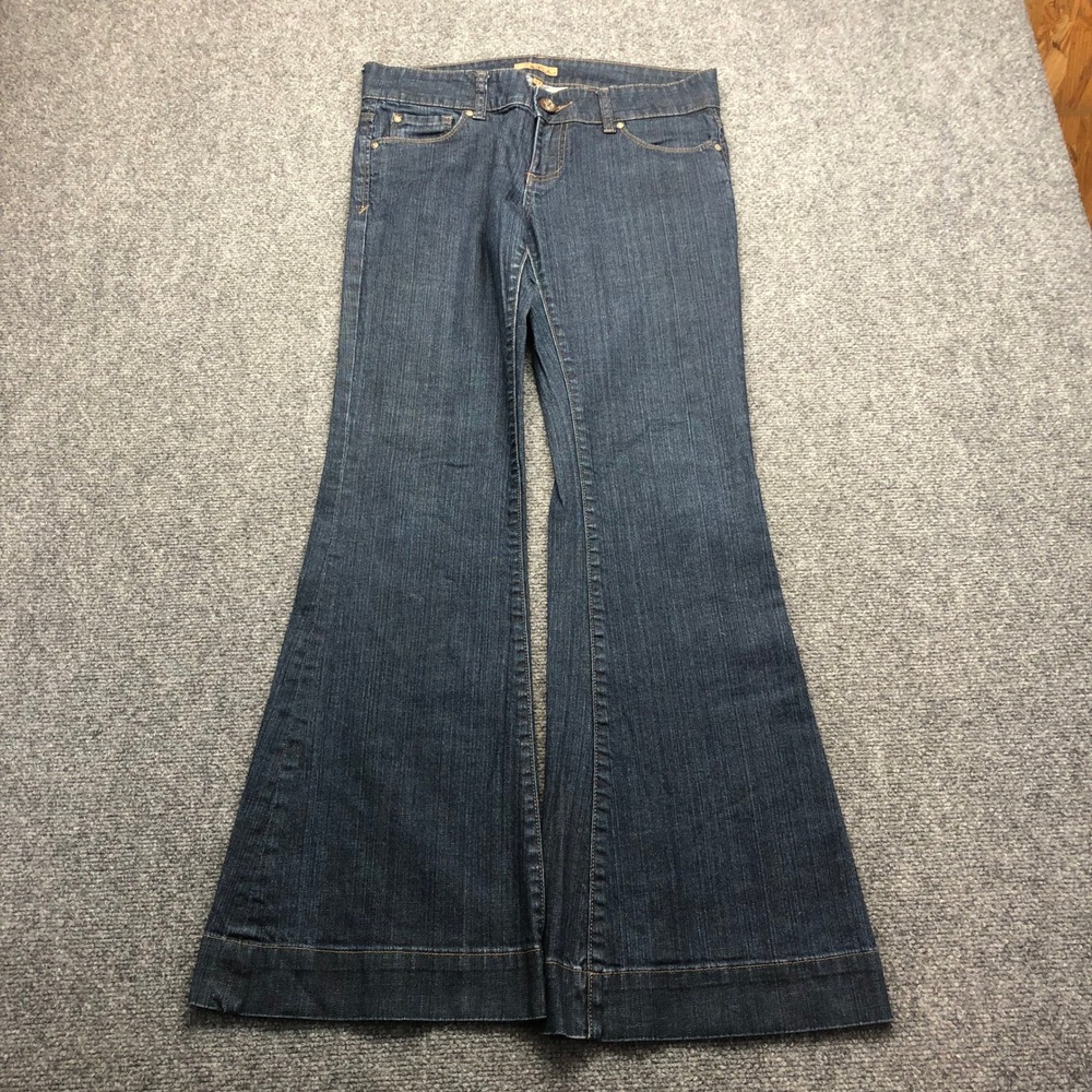 Y2K  Womens Dark Wash Low Rise Flare Jeans Size 29 Retro Wide Leg